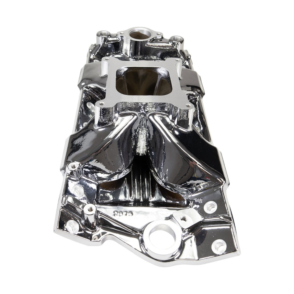 EDELBROCK Victor Jr. 23 Degree Intake Manifold For Small-Block Chevy, Chrome Plasma Finish