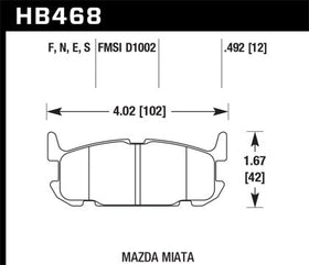 Hawk 03-05 Miata w/ Sport Suspension HP+ Street Rear Brake Pads (D1002) - 0
