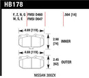 Hawk 06-07 WRX / 89-96 Nissan 300ZX / 89-93 Skyline GT-R HP+ Street Front Brake Pads-2