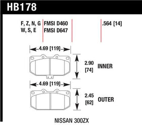 Hawk 06-07 WRX / 89-96 Nissan 300ZX / 89-93 Skyline GT-R HP+ Street Front Brake Pads - 0