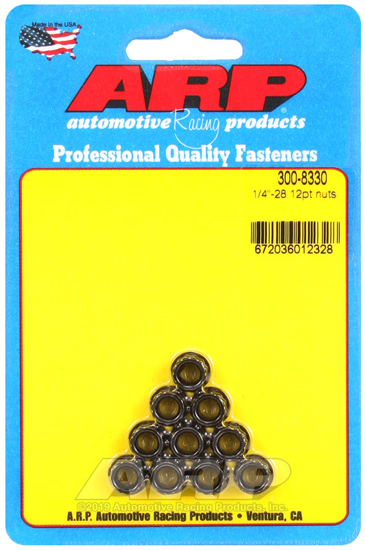ARP 1/4in -28 12pt Nut Kit (Pack of 10)
