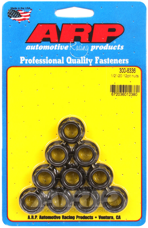 ARP 1/2-20 12PT Nut Kit 8740 Chrome Moly Black - 10 PK