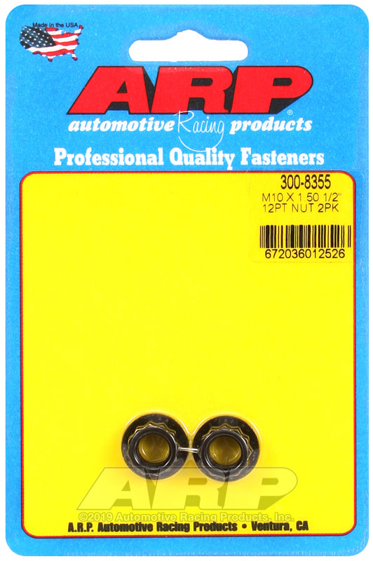ARP M10 x1.5 1/2in 12pt Black Nut Kit (Set of 2)