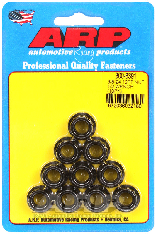 ARP 3/8-24 1/2 Socket 12pt Nut Kit (10 pack)