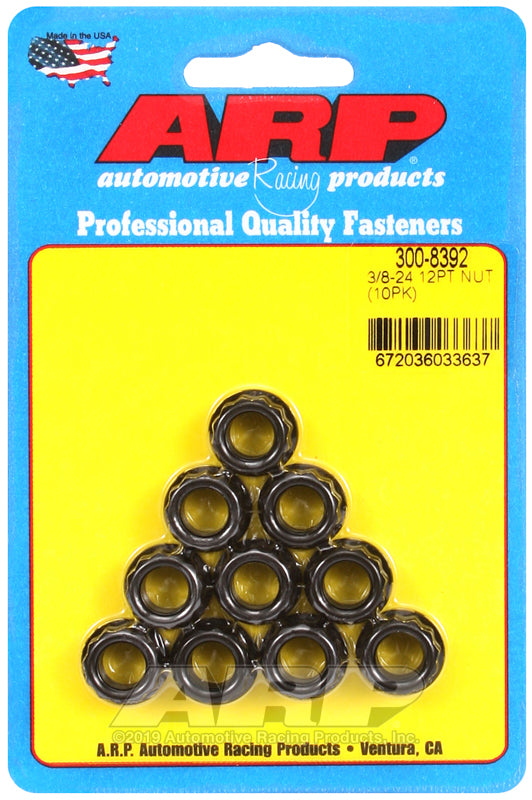 ARP 3/8-24 1/2 Socket .645 Flange OD 12pt Nut Kit (10 pack)