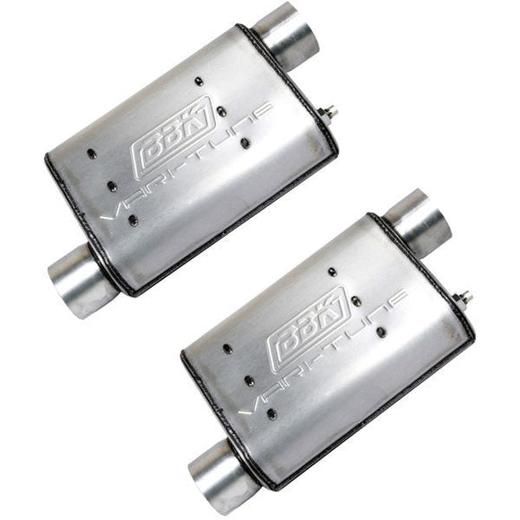 BBK 87-93 Mustang GT Cat Back Kit Varitune Mufflers - Aluminized turn downs