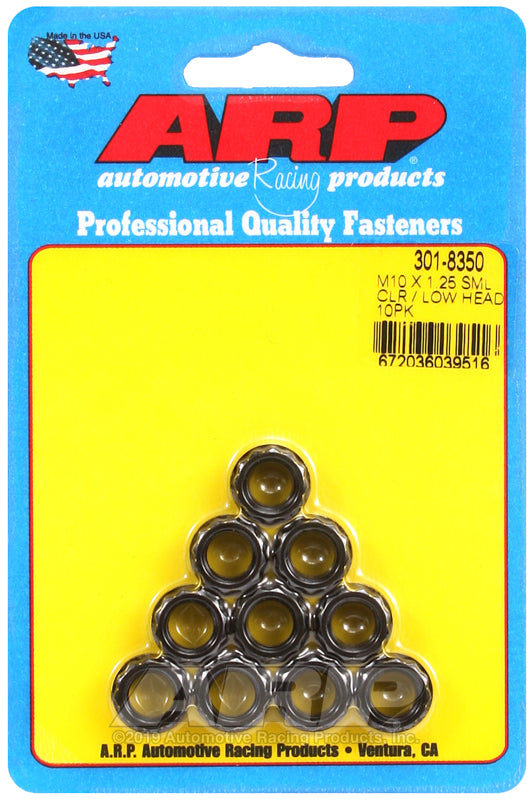 ARP M10x1.25 Sml Clr/Low Head 12PT Nut Kit 8740 Chrome Moly Black - 10 PK