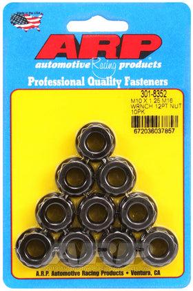 ARP M10 x 1.25 M16 Socket 12pt Nut Kit 10 Pack