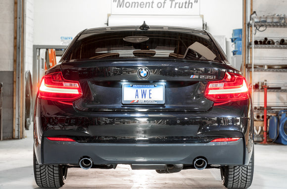 AWE Touring Edition Axle-back Exhaust for BMW F22 M235i / M240i - Chrome Silver Tips (102mm)