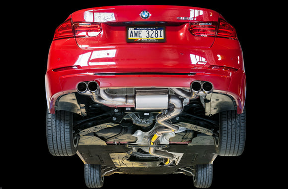 AWE Touring Edition Axle-back Exhaust, Quad Outlet for BMW F3X N20/N26 328i/428i - Diamond Black Tips (80mm)