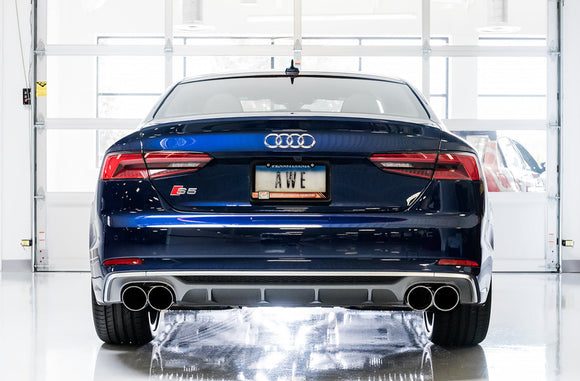 AWE Track Edition Exhaust for Audi B9 S5 Coupe - Chrome Silver 102mm Tips