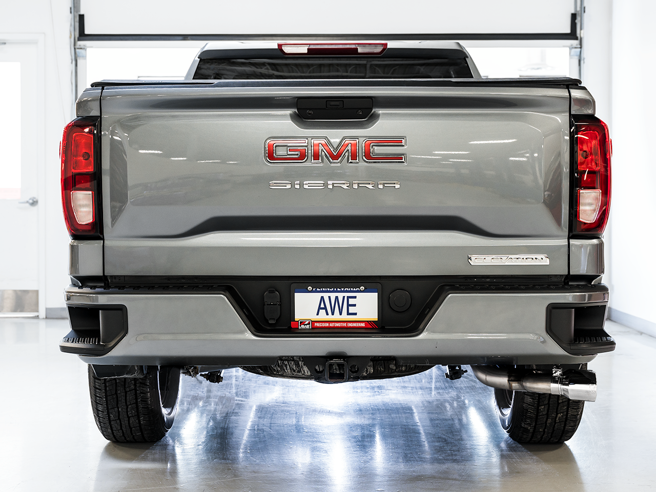 AWE 0FG Catback Dual Side Exit Exhaust for 4th Gen Silverado/Sierra 1500 5.3L (Flat Bumper) - Chrome Silver Tips