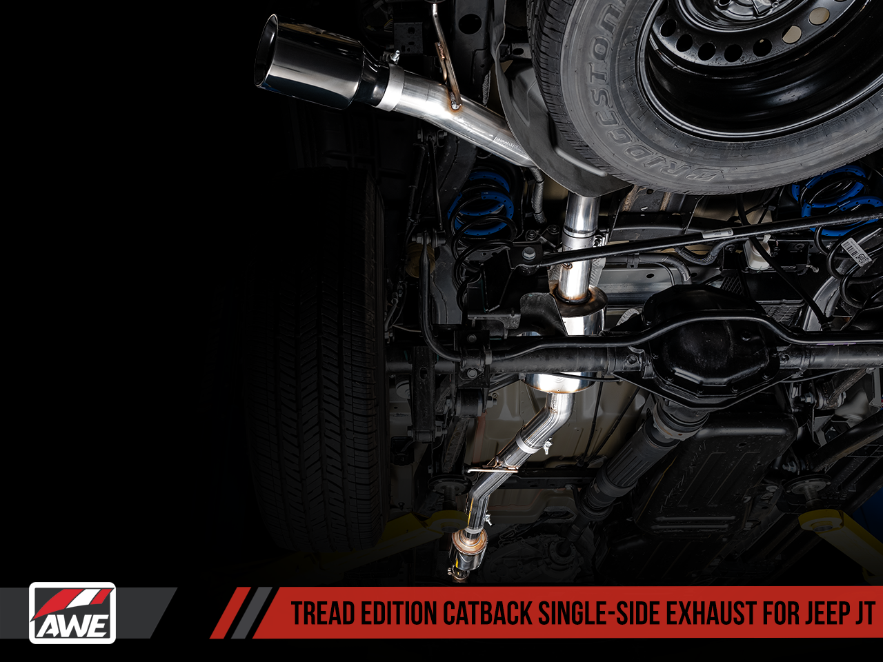 AWE Tread Edition Catback Single-Side Exhaust for Jeep JT 3.6L - Diamond Black Tip