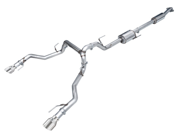 AWE 0FG Resonated Catback for '21+ Ford F-150 Tremor (With Bumper Cutouts) - Chrome Silver Tips