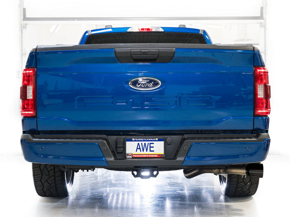 AWE 0FG Dual Side Exit Exhaust for Ford F-150 Regular Cab - 4.5" Diamond Black Tips