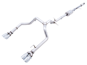 AWE 0FG Catback Split Rear Exit Exhaust for 4th Gen Silverado/Sierra 1500 5.3L (With Bumper Cutouts) - Quad Chrome Silver Tips