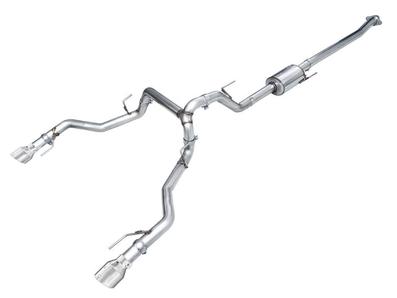 AWE 0FG Non-Resonated Catback for '21+ Ford F-150 Tremor (With Bumper Cutouts) - Chrome Silver Tips