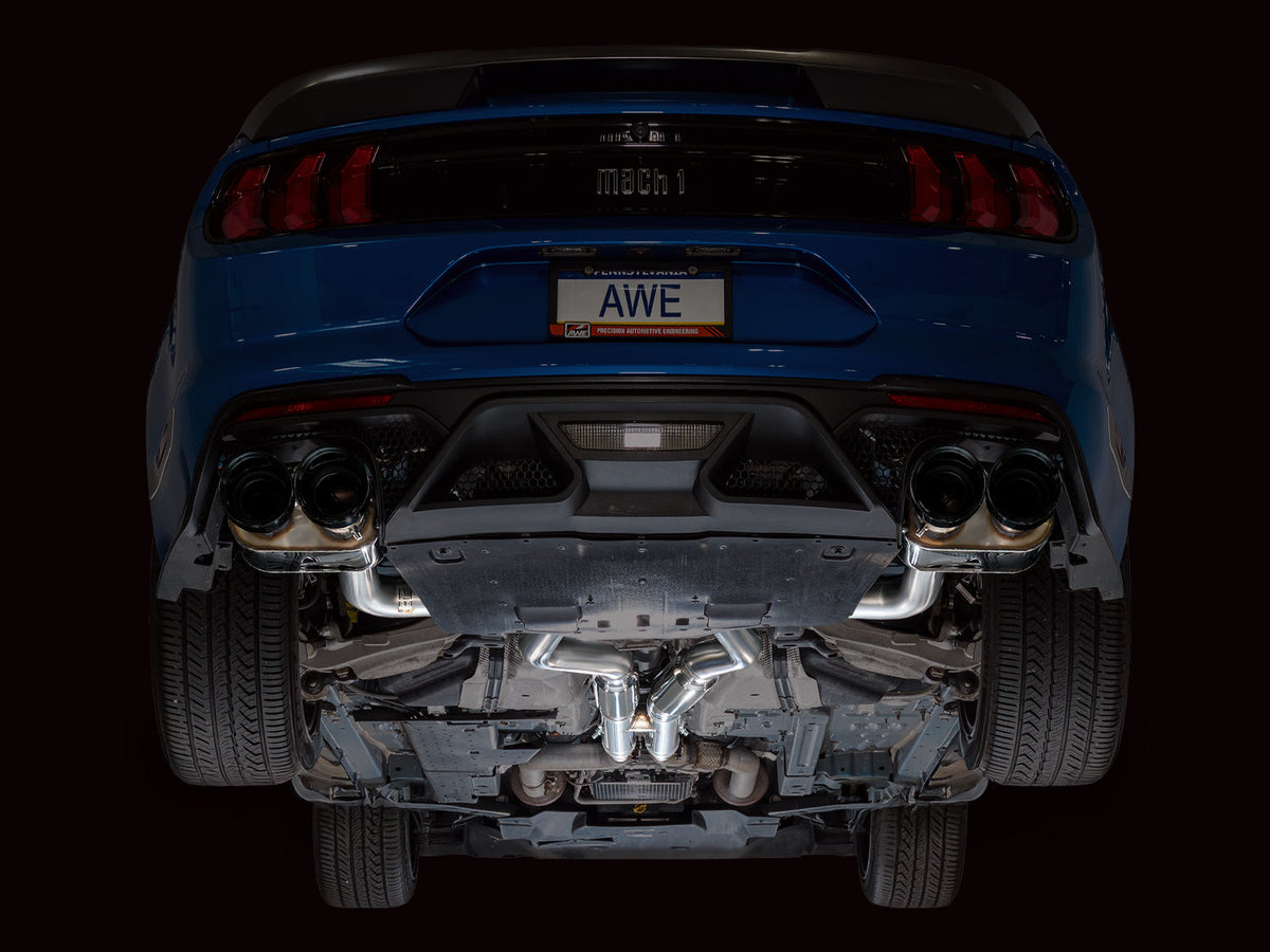 AWE SwitchPath™ Exhaust for Ford Mustang S550 Mach1 - Quad Diamond Bla ...