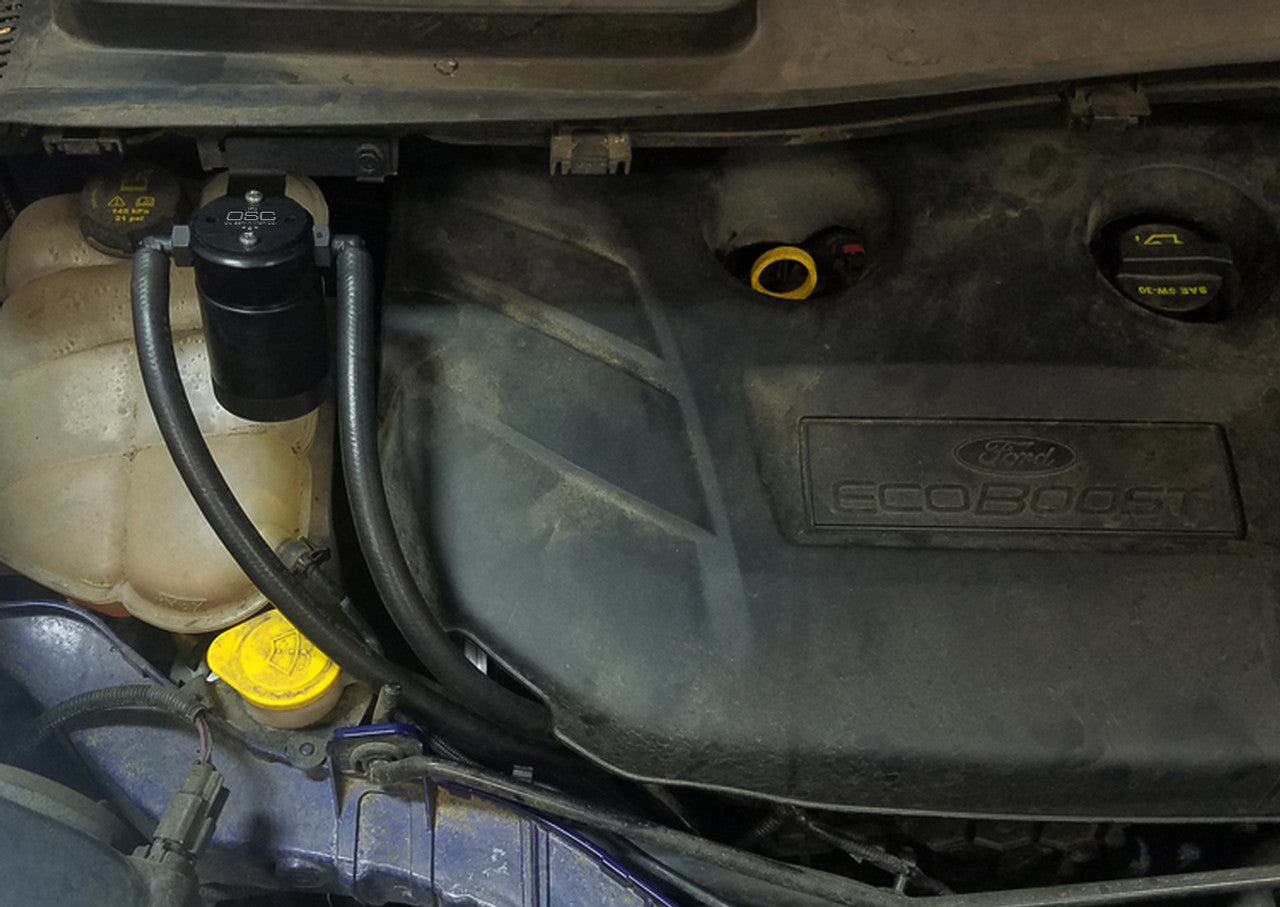 J&L 13-18 Ford Escape 2.0 EcoBoost 2.0 Oil Separator 3.0 Passenger Side - Black Anodized - 0
