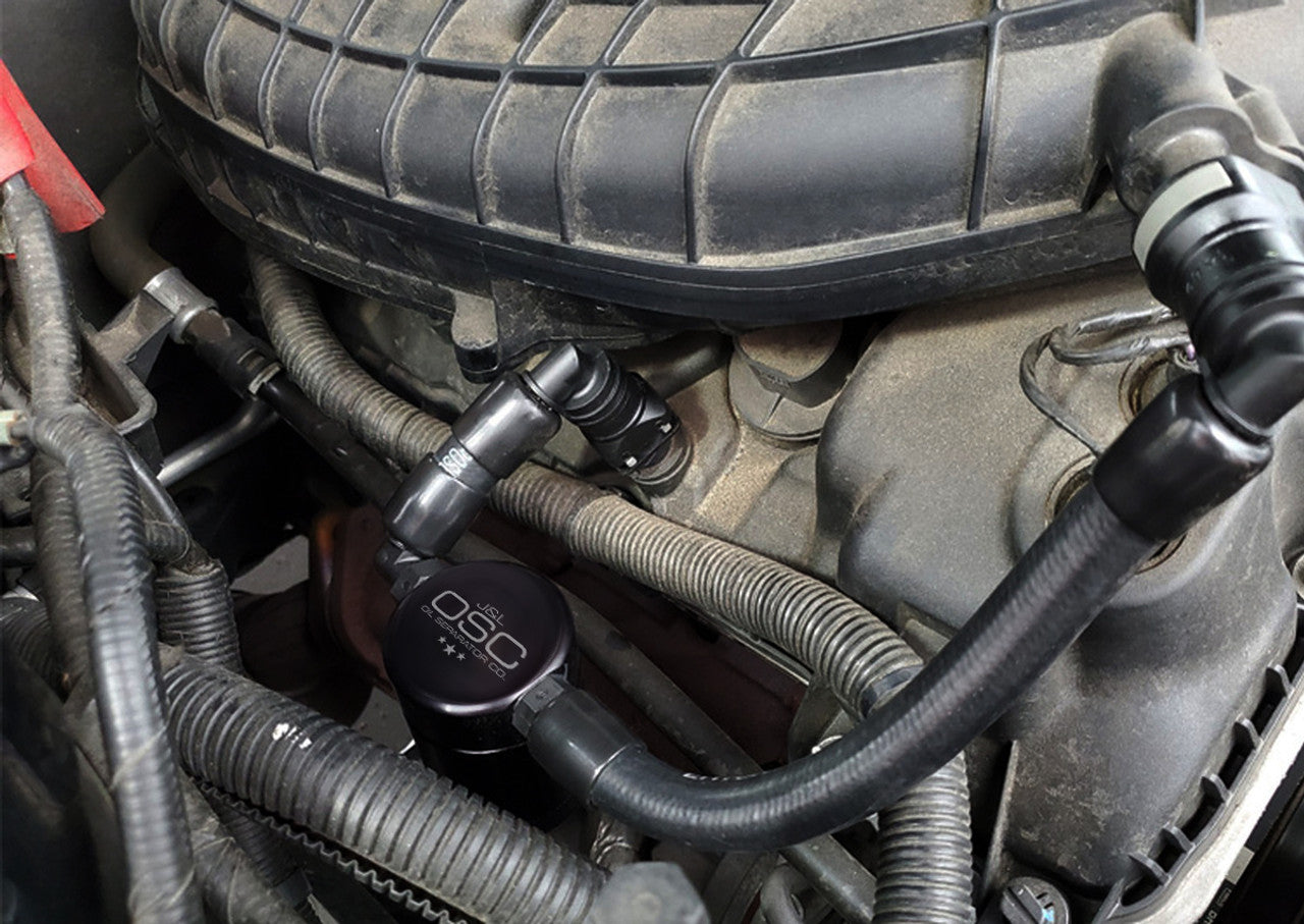 J&L 11-17 Ford Mustang V6 Passenger Side Oil Separator 3.0 V2 - Black Anodized - 0