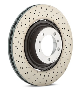 SHW PERFORMANCE DRILLED/DIMPLED PIN-DRIVE REAR ROTOR: 2018–2019 PORSCHE 911 GT3