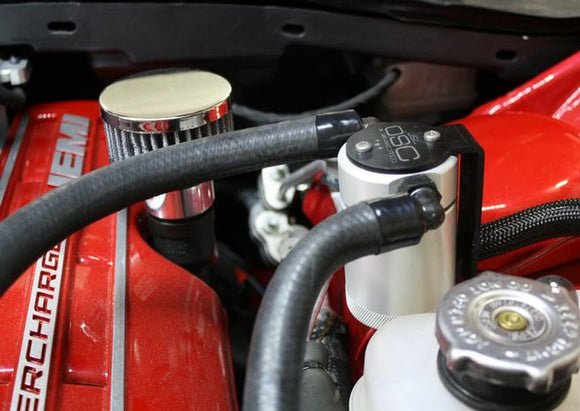 J&L 15-17 Dodge Hellcat 6.2L Hemi Driver Side Oil Separator 3.0 - Clear Anodized