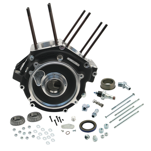 S&S Cycle 84-91 BT w/ Stock Bore Super Stock Alternator Style Crankcase - Wrinkle Black