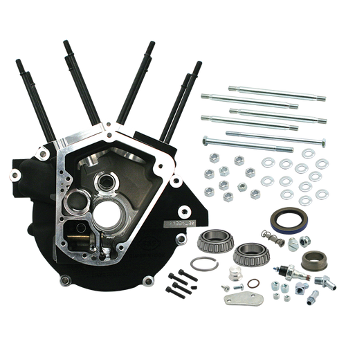 S&S Cycle 92-99 BT w/ Stock Bore Super Stock Alternator Syle Crankcase - Wrinkle Black