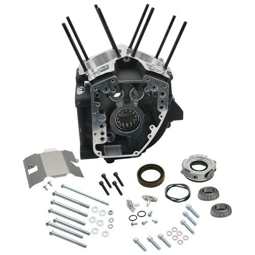 S&S Cycle 99-06 Twin Cam 88 A Engines 4-1/8in Bore Stock Stud Pattern Crankcase - Wrinkle Black
