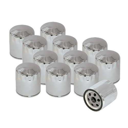 S&S Cycle Shovelhead Models Oil Filters - Chrome - 12 Pack