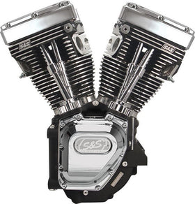 S&S Cycle 99-06 BT T124 Long Block Engine w/ 640 Cams - Wrinkle Black