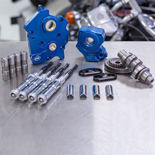 S&S Cycle 2017+ M8 Models Gear Drive 475G Cam Chest Kit w/ Chrome Pushrod Tubes - Water Cooled