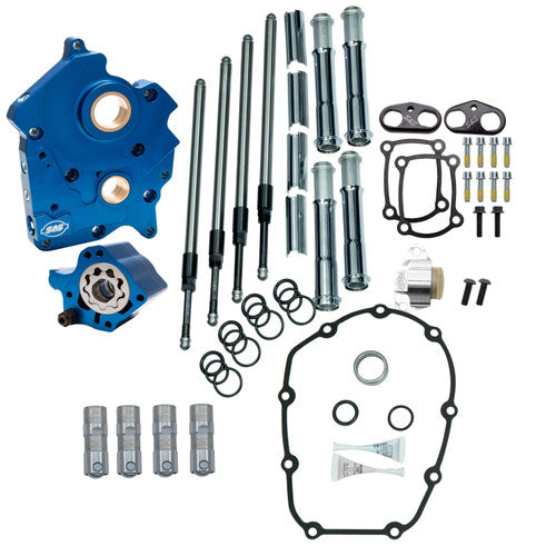 S&S Cycle 2017+ M8 Water Cooled Model Cam Chest Kit w/o Cam - Chrome Pushrod Tubes & Chain Tensioner