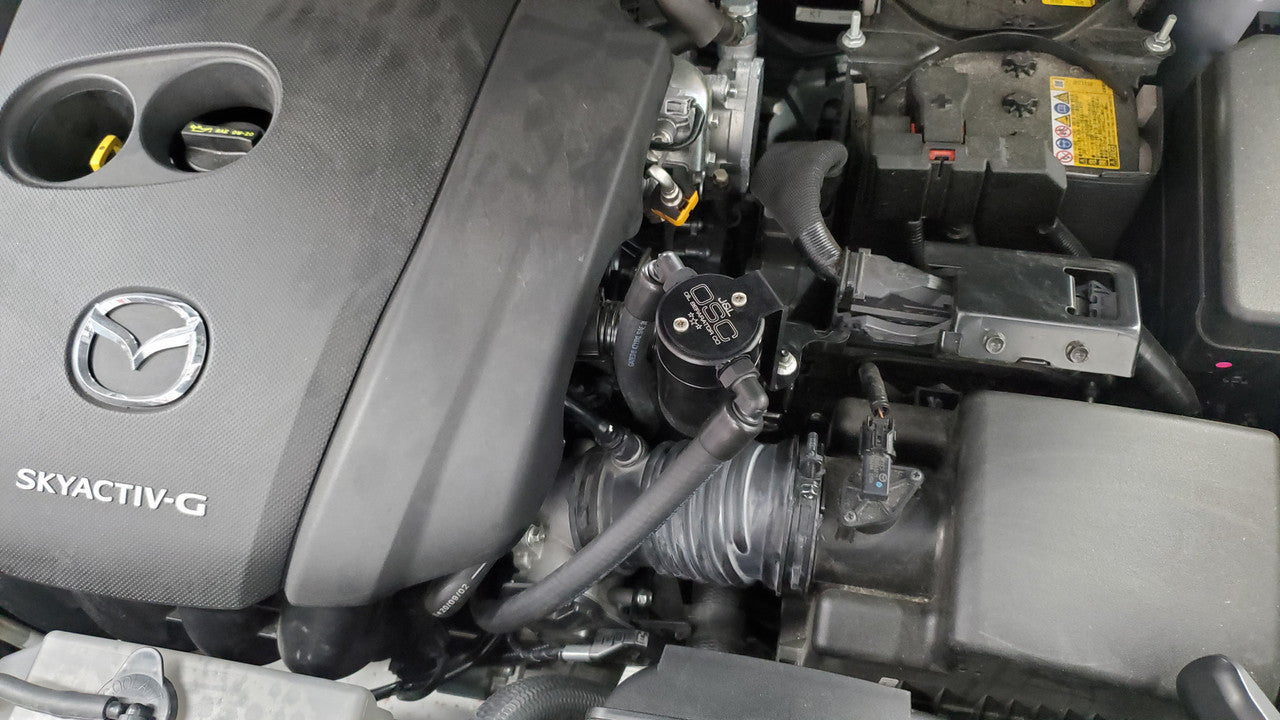 J&L 14-24 Mazda CX5 2.5L Non-turbo Driver Side 3.0 Oil Separator Kit - Black Anodized - 0