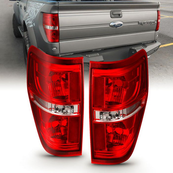 ANZO 2009-2014 Ford F-150 Euro Taillight Red/Clear (W/O Bulb)