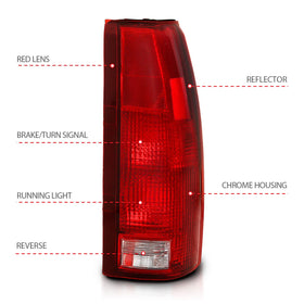 ANZO 1988-1999 Chevy C1500 Taillight Red/Clear Lens (OE Replacement) - 0