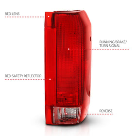 ANZO 1992-1996 Ford Bronco Taillight Red/Clear Lens (OE Replacement) - 0