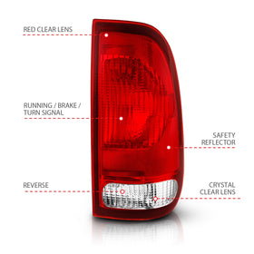 ANZO 1997-2003 Ford F-150 Taillight Red/Clear Lens (OE Replacement) - 0