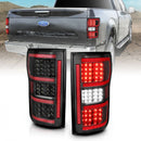 ANZO 18-19 Ford F-150 LED Taillight Black Housing Clear Lens Red Light Bar W/Sequential-1