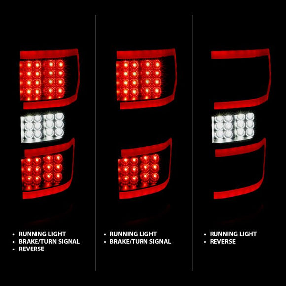 ANZO 18-19 Ford F-150 LED Taillight Black Housing Clear Lens Red Light Bar W/Sequential