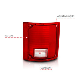 ANZO 1978-1991 Chevy Blazer Taillight Red/Clear Lens w/o Chrome Trim Fleetside (OE Replacement) - 0
