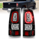 ANZO 2003-2006 Chevy Silverado 1500 LED Taillights Plank Style Black w/Clear Lens-1