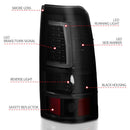 ANZO 1999-2002 Chevy Silverado 1500 LED Taillights Plank Style Black w/Smoke Lens-2