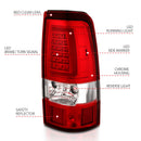 ANZO 1999-2002 Chevy Silverado 1500 LED Taillights Plank Style Chrome With Red/Clear Lens-2