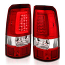 ANZO 1999-2002 Chevy Silverado 1500 LED Taillights Plank Style Chrome With Red/Clear Lens-1