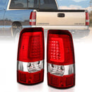 ANZO 2003-2006 Chevy Silverado 1500 LED Taillights Plank Style Chrome With Red/Clear Lens-1