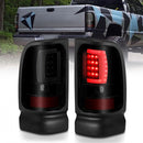 ANZO 1994-2001 Dodge Ram 1500 LED Taillights Plank Style Black w/Smoke Lens-1