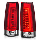 ANZO 1999-2000 Cadillac Escalade LED Taillights Chrome Housing Red/Clear Lens Pair-1