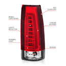 ANZO 1999-2000 Cadillac Escalade LED Taillights Chrome Housing Red/Clear Lens Pair-2