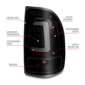 ANZO 1997-2004 Dodge Dakota LED Taillights Black Housing Smoke Lens Pair - 0